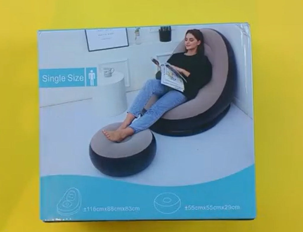 Canapé gonflable de détente avec repose-pieds, mobilier d’extérieur et d’intérieur