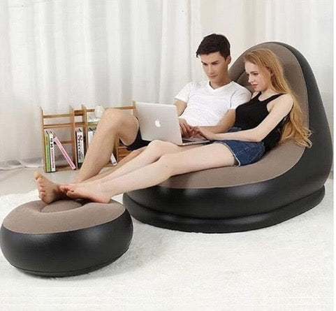 Canapé gonflable de détente avec repose-pieds, mobilier d’extérieur et d’intérieur